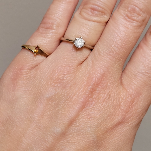 Vintage 9k White gold Diamond solitaire ring - Picture 5 of 9